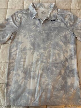 Nike Boys Tie-Dye White and Gray Dri-FIT Polo